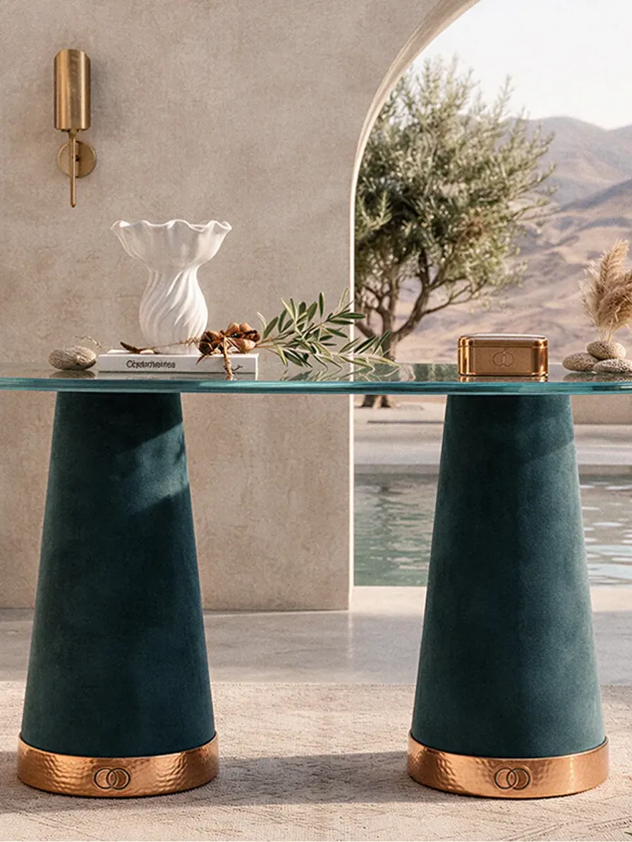 Dining Table — Glass & Teal